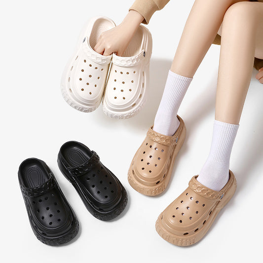Zapatos casuales de moda para mujer con suela gruesa y agujeros