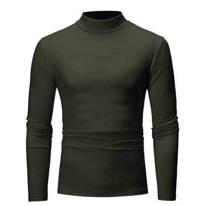 Men's Casual Solid Color Long Sleeve Turtle Neck T-Shirt