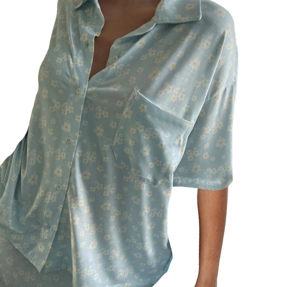Women Casual Floral Printed Short-Sleeve Pajama Set