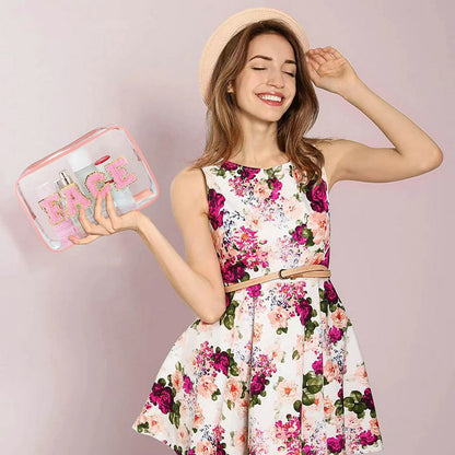 Bolsa de cosméticos portátil impermeable de PVC esmerilado para mujer