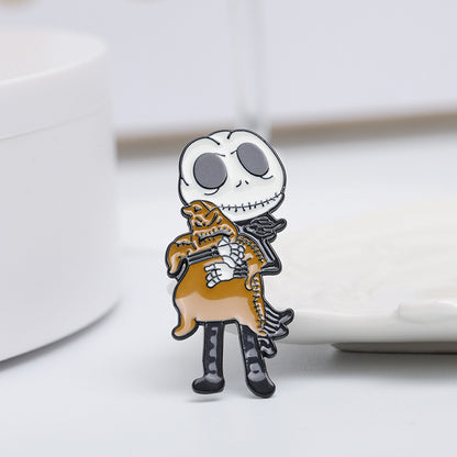 Broches en métal pour femmes, motif tête de mort, goutte d'huile, mode Halloween