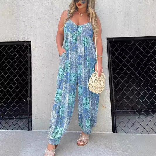 Combinaison florale taille haute pour femme grande taille