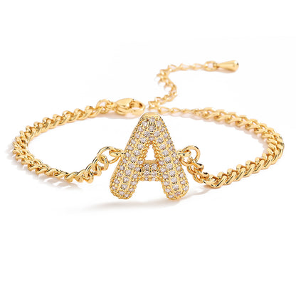 Fashion 26 Zircon Alphabet Bracelet