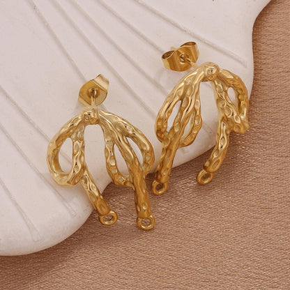 Women Fashion 18k Gold Bowknot Earrings