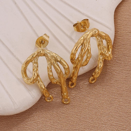 Women Fashion 18k Gold Bowknot Earrings