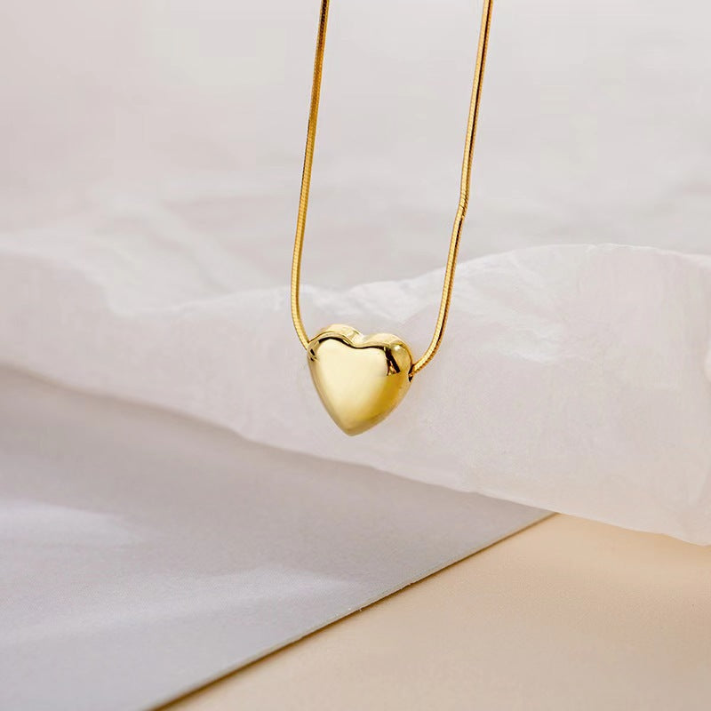 Collar con colgante de amor sencillo a la moda para mujer, cadena de corazón de acrílico