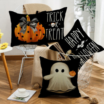 Halloween Cartoon Ghost Pumpkin Print Sofa Cushion Cover