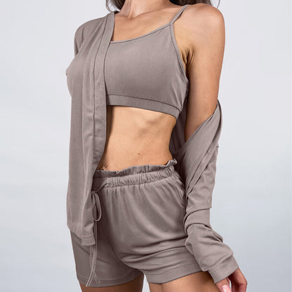 Women Fashion Sexy Ice Silk Comfortable Pajamas Set