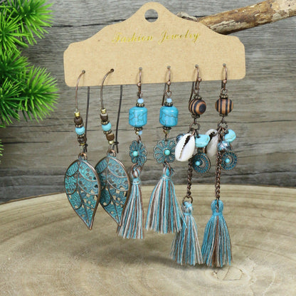 Boucles d'oreilles à pompons créatives de style ethnique bohème rétro