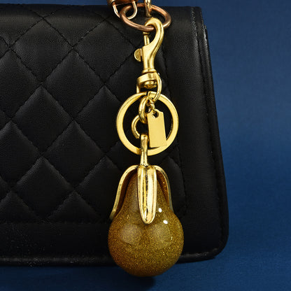 Women Fashion Golden Pear Pendant Keychain