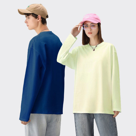 Men And Women Casual Solid Color Long Sleeve Blank T-Shirt