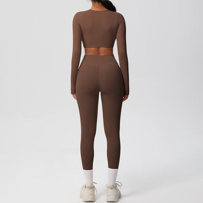 Women Yoga Solid Color Sports Two-Piece Set