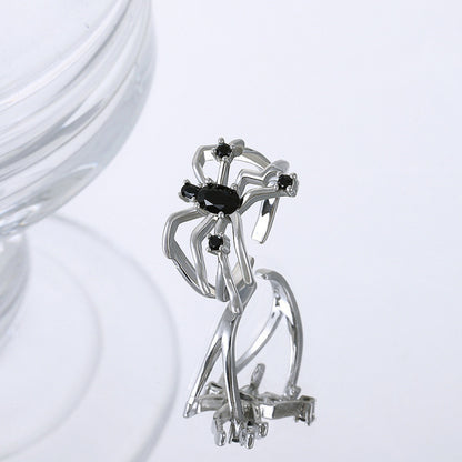 Anillo de apertura de araña de metal oscuro para mujer de Halloween