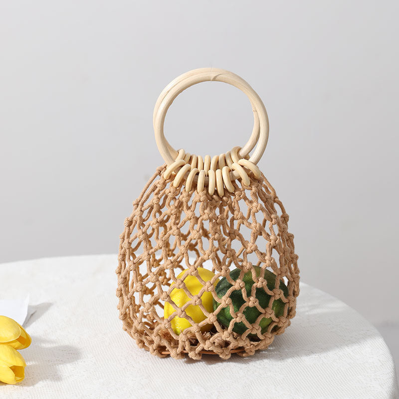 Bohemian Holiday Beach Woven Straw Tote Bag