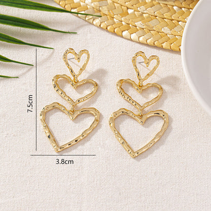 Fashion Alloy Heart-Shaped Line Earrings