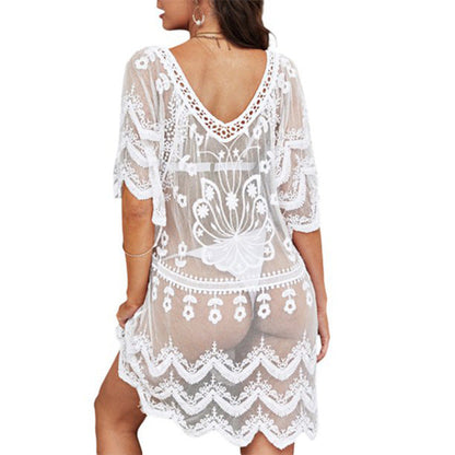 Women Sexy Vacation Beach Lace Perspective Bikini Cover-Up