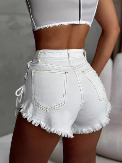 Pantalones cortos vaqueros con tirantes y cintura alta sexis a la moda para mujer