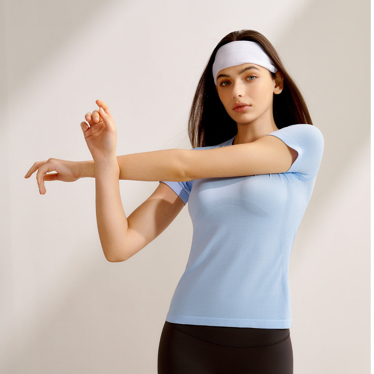 Blusa de yoga de manga larga para mujer - Color liso
