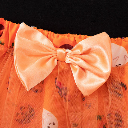 Conjunto de mono informal de manga larga con estampado de dibujos animados para niñas pequeñas