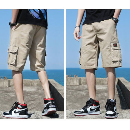 Pantalones cortos cargo casuales de algodón de verano para hombre: transpirables, ligeros y cómodos.