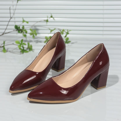 Plus Size Solid Color Chunky Heel Shoes for Women