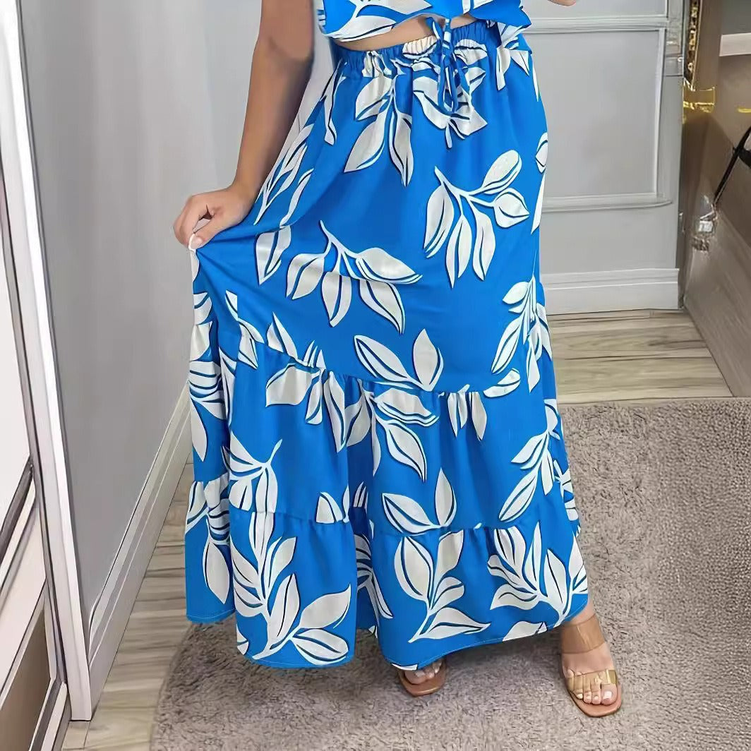 Falda de cintura alta con estampado floral informal de moda para mujer