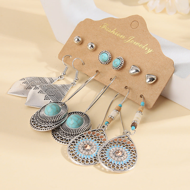 Pendientes bohemios multicolores con forma de corazón