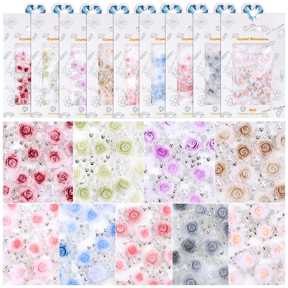 Décoration d'ongles créative en résine florale tridimensionnelle pour femmes, motif rose
