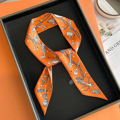 Bufanda con asa para bolso con cinta estampada de moda