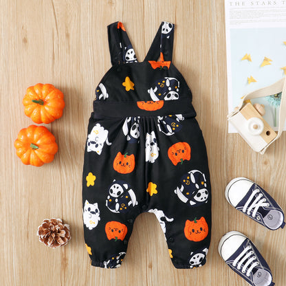 Kids Baby Boys Girls Casual Cartoon Sleeveless Romper