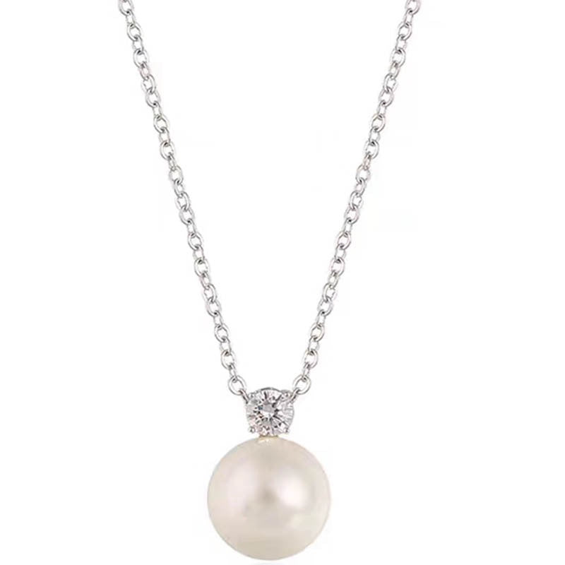 Collar elegante con colgante de circonita y perla para mujer