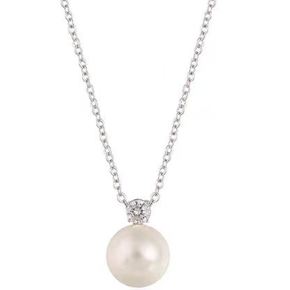 Collar elegante con colgante de circonita y perla para mujer
