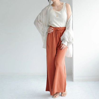 Women Casual Loose Solid Color Linen Cotton Pants