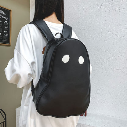 Mochila de piel sintética de gran capacidad con diseño de fantasma para mujer