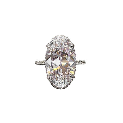 Women Fashion Simple Egg-Shaped Zircon Ring Copper Elegant Jewelry
