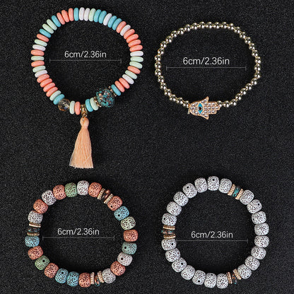 Pulsera con borlas de cuentas de estilo étnico vintage bohemio