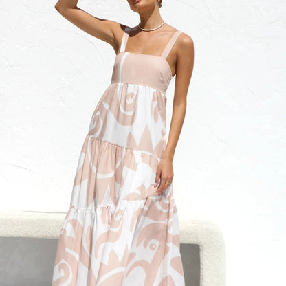 Robe longue décontractée à imprimé bohème pour femme, idéale pour les vacances d'été
