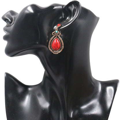 Boucles d'oreilles pendantes creuses en turquoise bohème pour femme