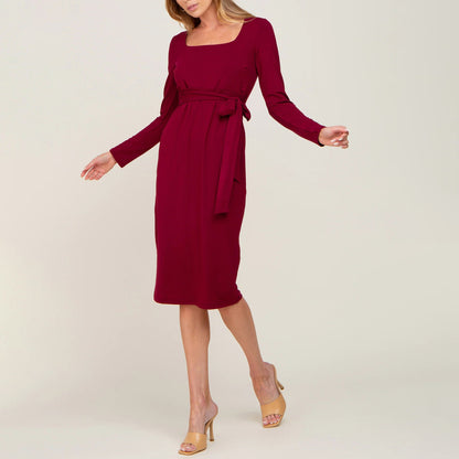 Vestido casual de cuello cuadrado para embarazadas