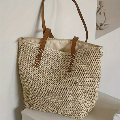 Women Casual Large Capacity Straw Woven Tote Bag