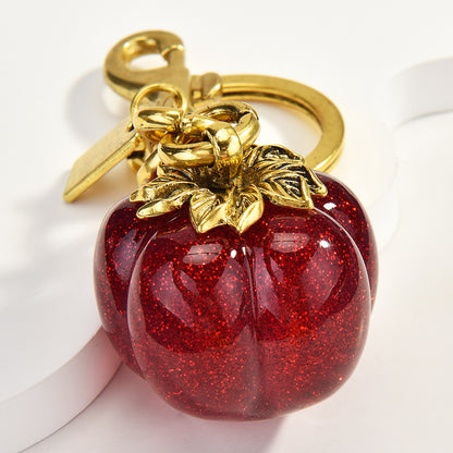 Llavero con colgante de bolsa de caqui de moda - Decoración metálica estilo fruta