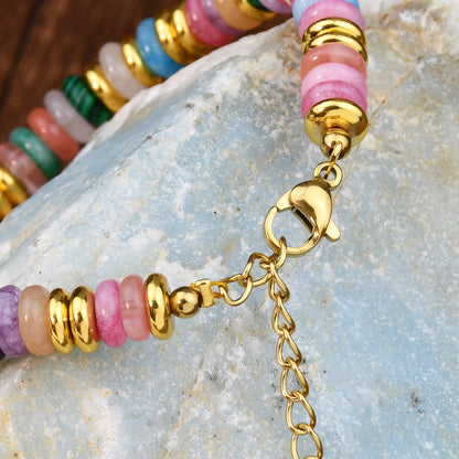 Women Multicolor Natural Stone Beaded Bracelet - Organic Fashion Accessory