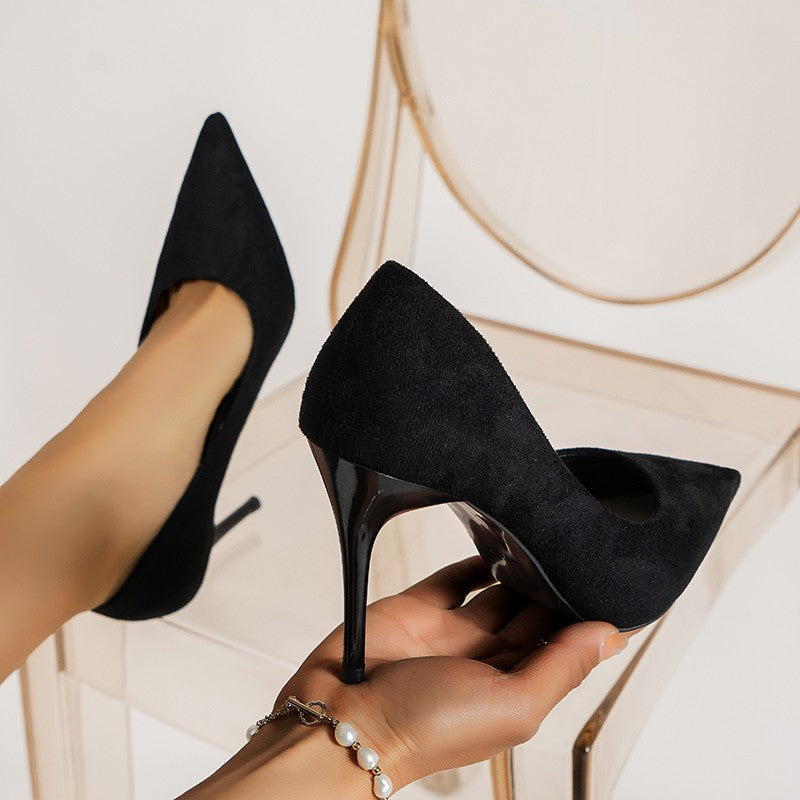 Women Fashion Suede Pointed Toe High Heels Shoes