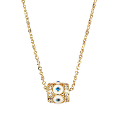 Collar con colgante de ojo de diablo de diamante geométrico simple para mujer