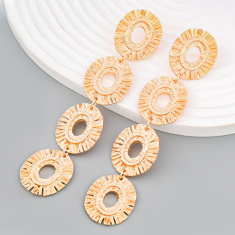 Bohemian Hollow Oval Alloy Dangle Earrings