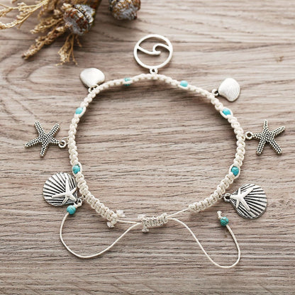 Bohemian Beach Starfish Shell Pendant Anklet