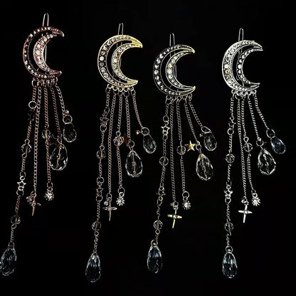 Fashion Moon Tassel Rhinestone Headwear