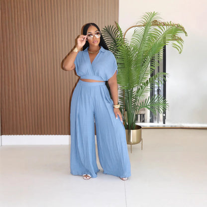 Conjunto de dos piezas de color liso informal de moda para mujer