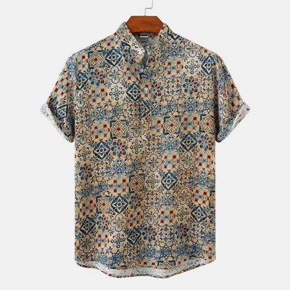 Camisa con estampado de flores diminutas en 3D para hombre, ideal para vacaciones de verano