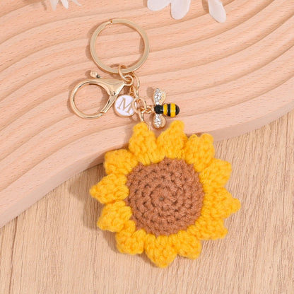 Llavero de girasol de lana pastoral, bonito accesorio multicolor
